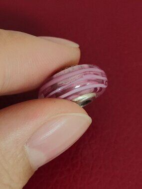 Pandora Pink Ribbon Cancer Charm, Murano Glass Charms